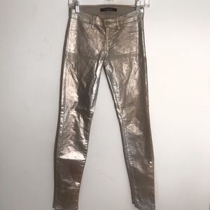 METALLIC SILVER J BRAND JEANS